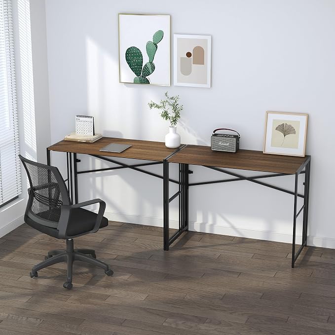 Lutown-Teen Folding Computer Desk 40 inch Writing Gaming Computer Camping Table, No Assembly Required Home Office Desk, Espresso
