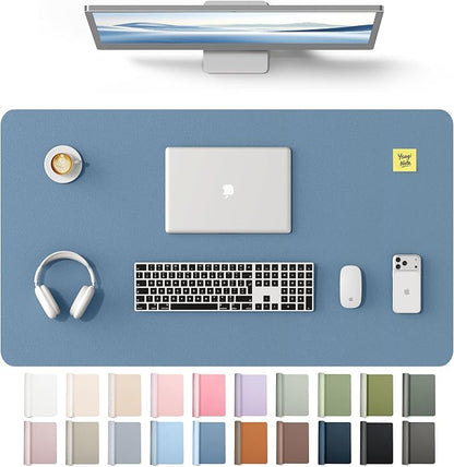 YSAGi Leather Desk Protector, Office Mat, Large Mouse Mat, Non-Slip PU Leather Blotter, Laptop Desk Mat, Waterproof Writing Pad for Office and Home(Blue, 40" x 24")