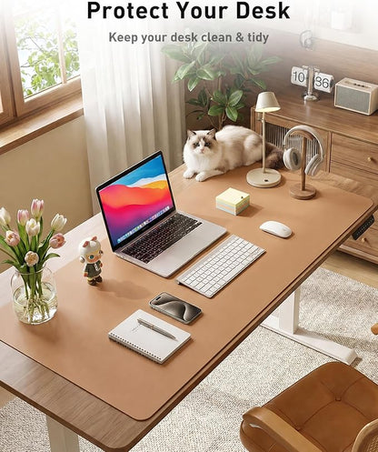 Aothia Faux Leather Desk Mat for Keyboard & Mouse (Khaki, 42" x 17") | Creates One Clean Surface For Your Keyboard, Mouse And Laptop, Helping Keep Your Workspace Organized Every Day