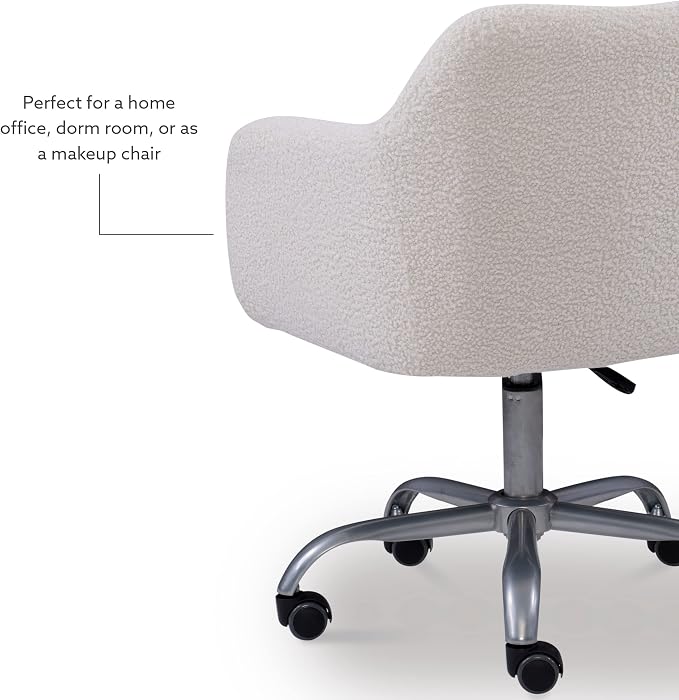 Linon Home Decor Products Linon Brooklyn Sherpa Office Chair, Ivory