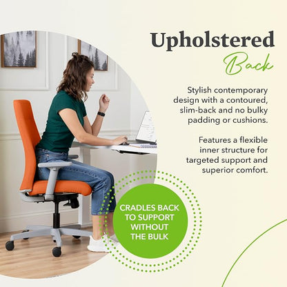 HON Ignition 2.0 Ergonomic Office Chair with Adjustable Arms, Standard Synchro‑Tilt Recline, Upholstered Desk and Computer Chair for Home Office or Workstation, Titanium Frame, Peacock