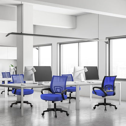 Topeakmart Executive Desk Chair Ergonomic Mesh Back Office Chair Adjustable Work Chair with Lumbar Support and Swivel Rolling Wheels for Home Office Study, Blue