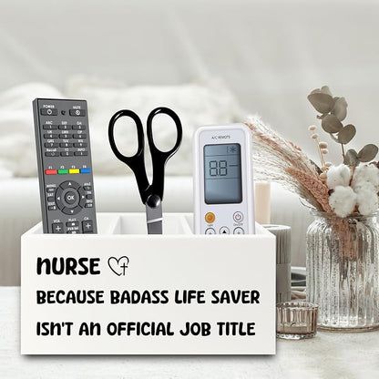 Funny Nurse Pen Pencil Holder Organizer for Desk, Nurse Office Decor, Nursing Week Gifts, Nursing Gifts for Women Female Nurses Wooden Box Sign for Office Workplace Desk Tabletop Decorations