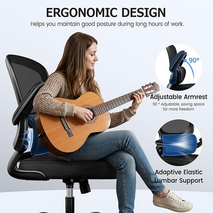 ALLGOD Ergonomic Office Chair, Breathable Mesh Ergonomic Desk Chair with Lumbar Support, Flip-up Armrests, Computer Chairs Comfortable for Home, Office, Work, Standard, 6 Pack