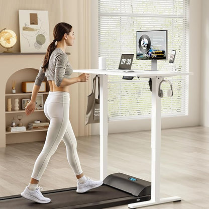 YESHOMY Height Adjustable Electric Standing Desk, 46 x 24 Inches Memory Home Office Sit Stand up Desk with Phone Holder and USB Charging Port, White