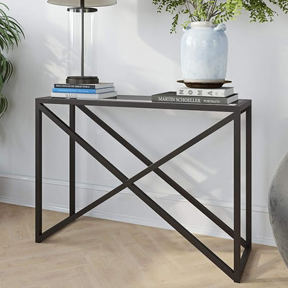 Calix 42'' Wide Rectangular Console Table in Blackened Bronze