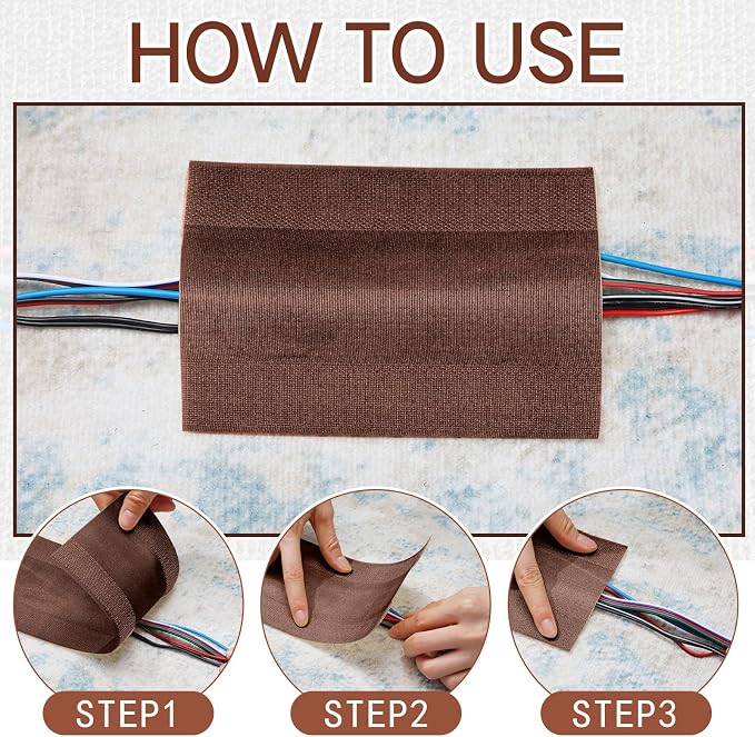 WILLBOND Carpet Cord Cover Cable Protector Floor Cover Cable Protector Management Only for Commercial Office Carpet(9.84 ft,Brown)