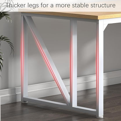 NSdirect Computer Desk 70×30.7 Inch Gaming Desk with Deeper & Thicker Desktop, Office Desk Work Desk for Home Office, Natural