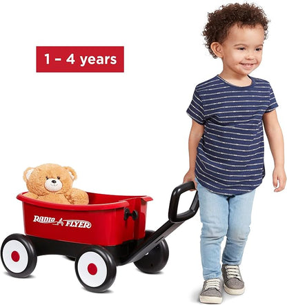 Radio Flyer Push & Pull Walker Wagon with Teddy Bear, Red, for Kids 1-4 Years Old, Locking Handle for Stability, Baby Push Walker Converts to Pull Wagon, for Indoor & Outdoor Play, Amazon Exclusive