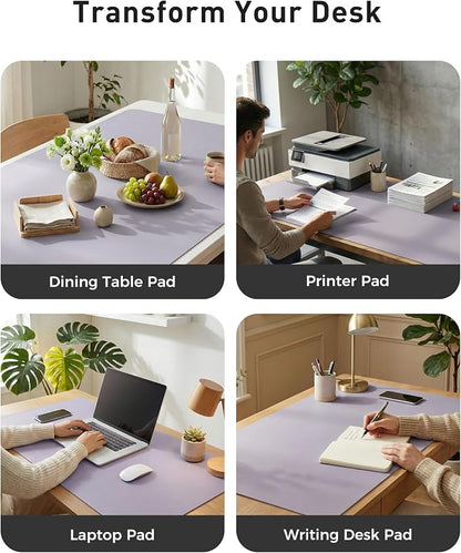Aothia Faux Leather Desk Mat - Large Mouse Pad, Non-Slip PU Leather Blotter, Waterproof Writing Surface for Office and Home (Lavender, 42" x 17")
