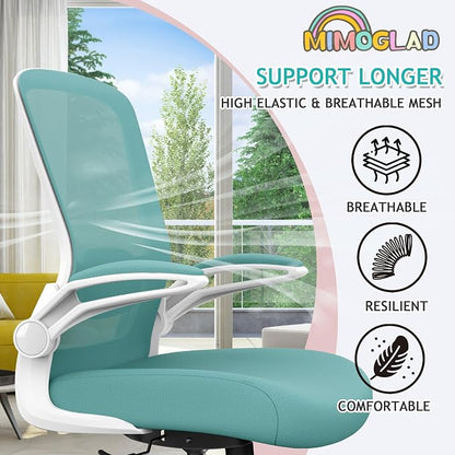 Mimoglad Ergonomic High Back Mesh Office Chair, Adjustable Lumbar Support, Thickened Seat Cushion (Modern, Tiffany Blue)