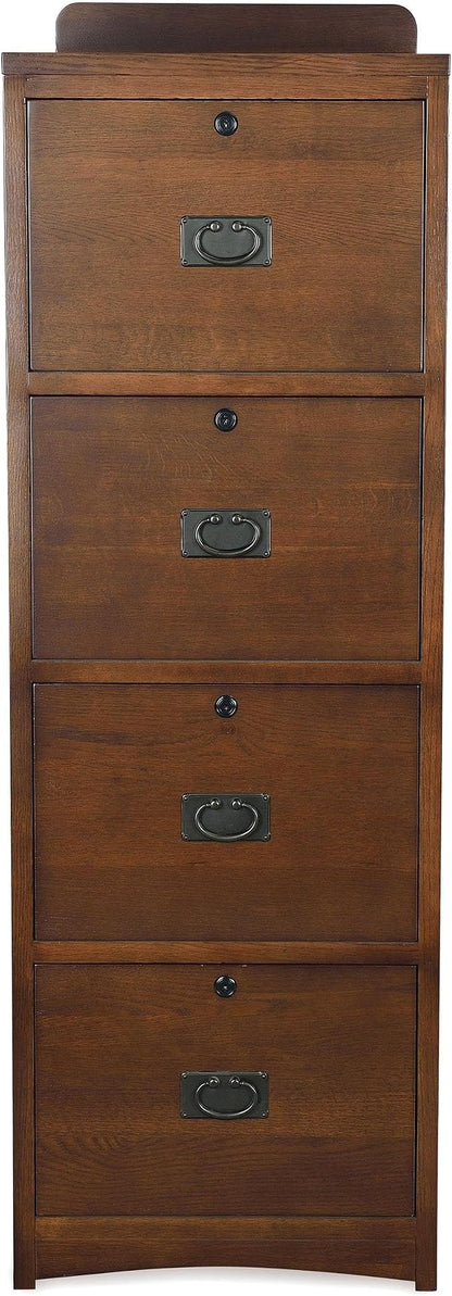 Crafters and Weavers Mission Oak 4 Drawer File Cabinet Office Cabinet