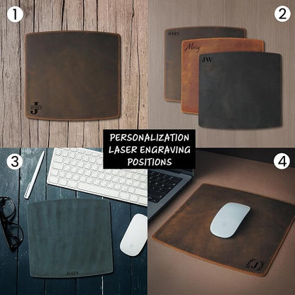 Personalized Handmade Leather Mouse, Handcrafted Leather Mouse Mat for Office, Protective Mouse Pad, Red