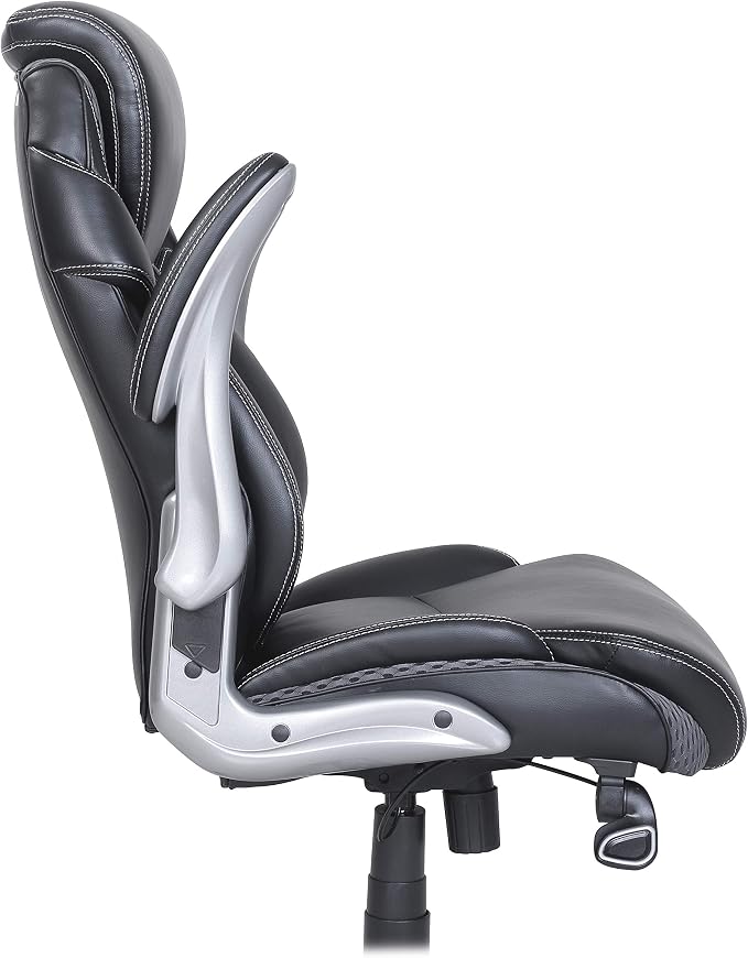Lorell Wellness by Design Executive Chair, High-Back, Bonded Leather, Black