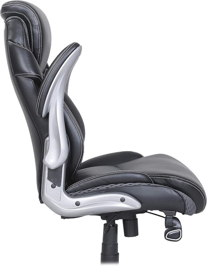 Lorell Wellness by Design Executive Chair, High-Back, Bonded Leather, Black