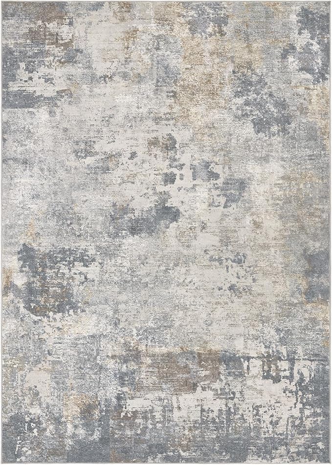 UERMEI 10x12 Area Rug Living Room Rugs - Washable Neutral Modern Abstract Soft Thin Large Rug Indoor Floor No Slip Rug Carpet for Bedroom Under Dining Table Home Office Decor - Blue Grey