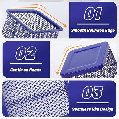 Segarty Pen Holder for Desk, 3 Pack Square Dark Blue Pen Cup Holder, Wire Mesh Pencil Container Set Desktop Organizer for Office Supplies, School, Home Table Accessories, Makeup Brush