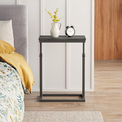 TUTOTAK End Table, Side Table, Tall Couch Table, Sofa Table, Living Room, Bedroom,Grey TB01BY083P