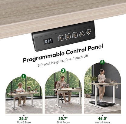 FEZIBO Electric Standing Desk with L-Shaped Crossbar & Cable Management System, 40 x 24 Inches Sit Stand up Desk, Adjustable Height Standing Desk for Home Office, Light Walnut