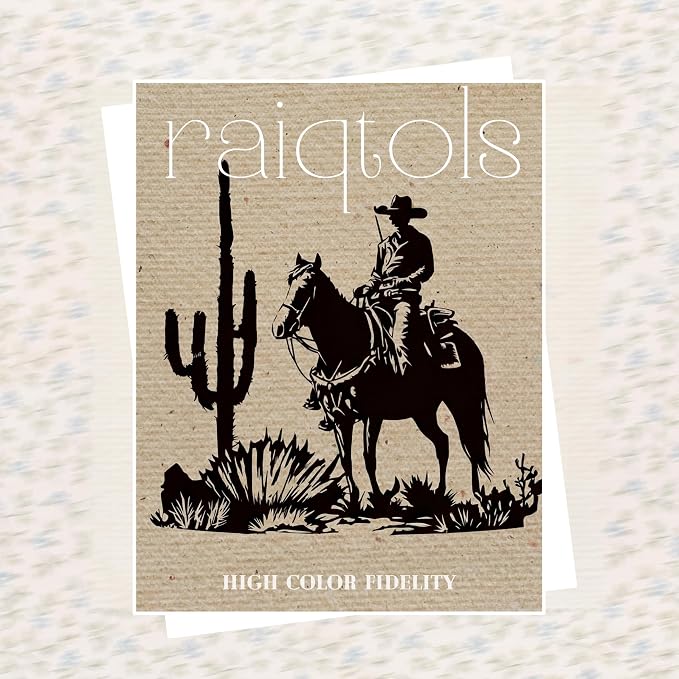 Western Cowboy Wall Art - Framed Canvas Cactus Poster for Living Room & Entryway, Vintage Horse Silhouette in Wood Frame, Rustic Floral Border Print, Farmhouse Decor 12x16 inch