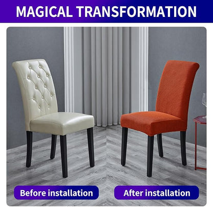 Stretch Chair Covers for Dining Room Set of 8, Removable Washable Dining Room Chair Covers, Dining Chair Slipcovers Seat Protector, Great Decor for Home and Banquet (Pureed Pumpkin, 8 Pack)