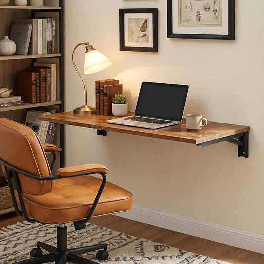 Need Fold Wall Mounted Table Folding Workbench Length 47.2" Width 20" Perfect Addition to Garage & Shed/Home Office/Laundry Room/Home Bar/Kitchen & Dining Room Rustic Brown AC15-12050FG-ND