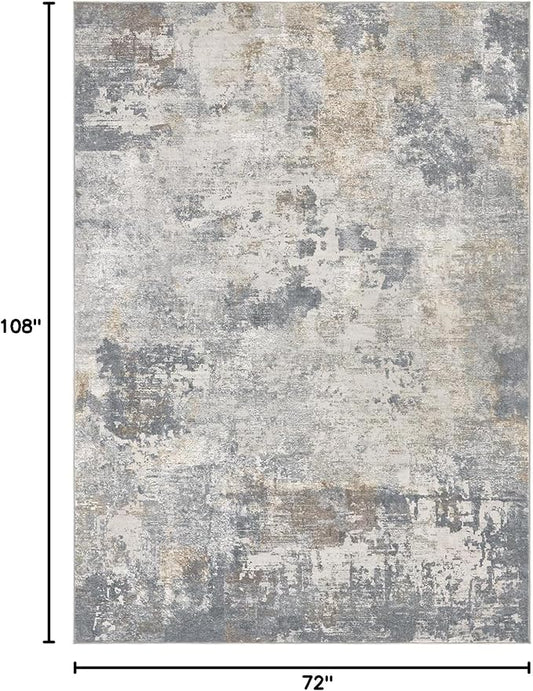 UERMEI 6x9 Area Rug Living Room Rugs - Washable Neutral Modern Abstract Soft Thin Large Rug Indoor Floor No Slip Rug Carpet for Bedroom Under Dining Table Home Office Decor - Blue Grey