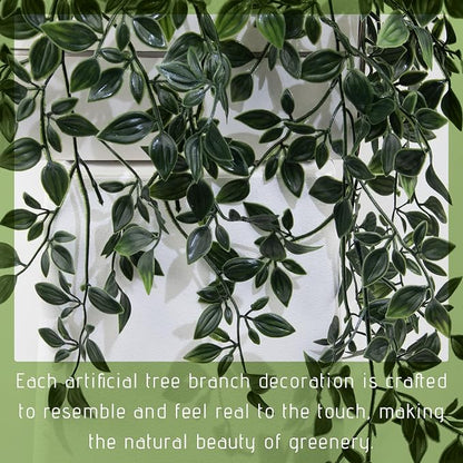 Fake Hanging Plant with Pot Small Artificial Potted Vine Plants 28.7-in Long Faux drooping Foliage Plants for Shelf Home Office Indoor Outdoor Garden Greenery Decor (Black Pot)