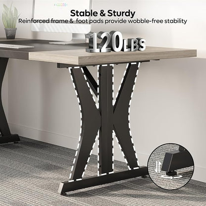 Bestier 70 Inch Large Executive Desk, Modern Simple Computer Office Desk with Thickened Desktop, Wood Metal Conference Room Table for Home Office, Business & Writing, Grey