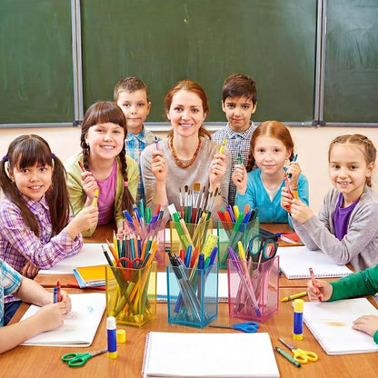 Ctosree 12 Pack Colorful Clear Acrylic Pen Holder for Classroom Acrylic Square Pencil Organizer Pastel Color Pencil Holder Back to School Supplies Gifts Student Teachers Desk Storage Organizer