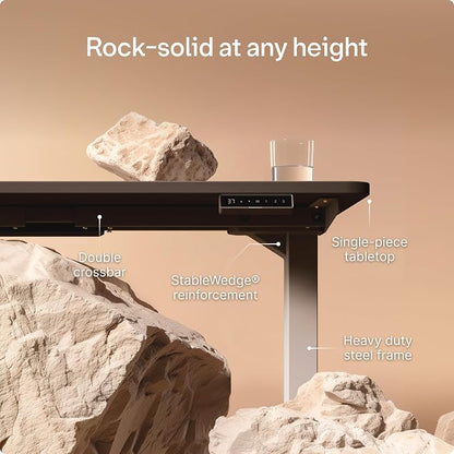 Desktronic HomeOne Standing Desk 54x28 — Ergonomic Sit Stand Home Office Desk, Made in Europe, Electric Dual Motor Height Adjustable, USB & USB-C Charging, Wobble-Free, Touchscreen, 3 Memory Presets