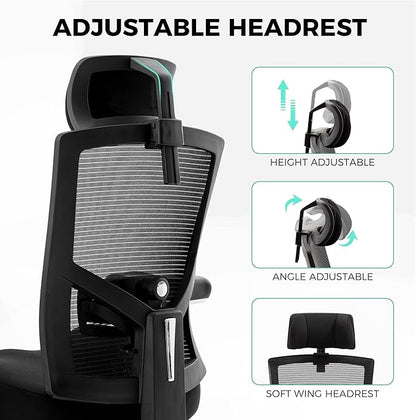 Big and Tall Office Chair 700lbs with Ergonomic W Wide Thick Seat Cushion, Oversized Mesh Desk Chair with Adjustable Lumbar for Heavy People, Computer Chair with 4D Armrest Headrest
