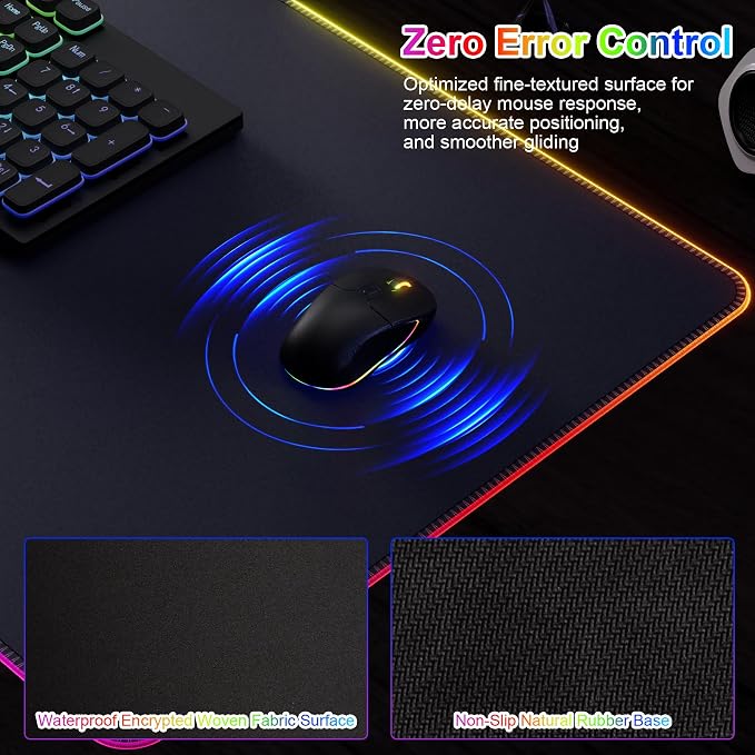 HAUTOCO RGB Gaming Mouse Pad with 15W Wireless Charging, 15 Light Modes, XXL Large Desk Mat 31.5"x15.75", Waterproof Ultra-Smooth Surface, Non-Slip Base, Computer Keyboard Mat for PC Laptop Office