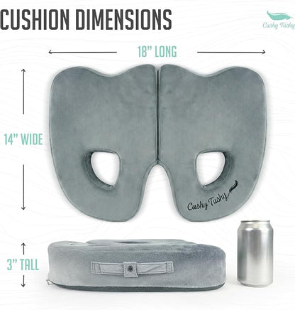 Cushy Tushy Premium Foldable Piriformis Seat Cushion - Piriformis Pain and Sciatic Pain Relief Cushion - for Home & Office Use, Perfect for Travel or Driving
