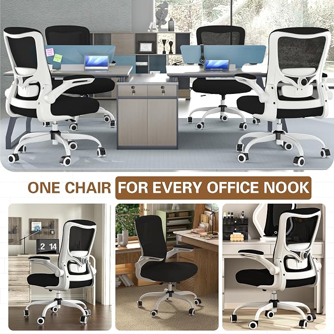 Ergonomic Office Chair for Long Hours, Padded Lumbar Support for Lower Back Relief, 330 lb Capacity, Comfortable Computer Desk Chair for Home Office, Computer & Study