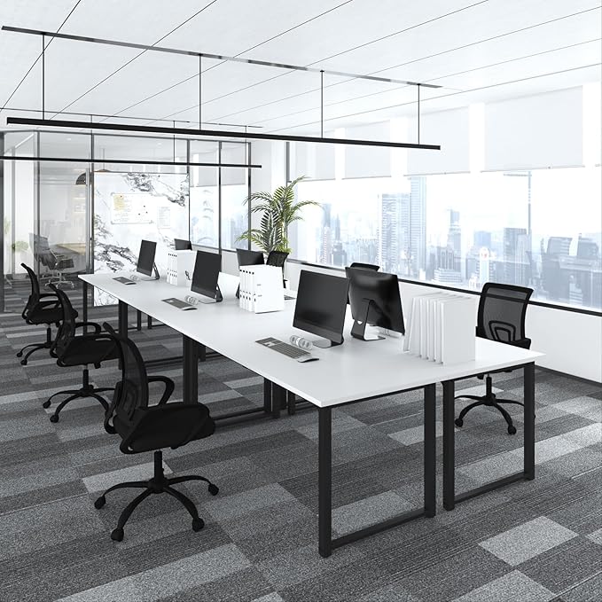 Bonzy Home 6FT Conference Table, 71" L x 32" W x 30" H Long Rectangle Meeting Table, Modern Seminar Table with Super Sturdy Metal Frame for Office, White