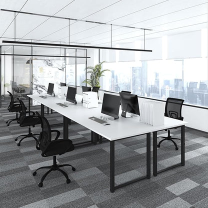 Bonzy Home 6FT Conference Table, 71" L x 32" W x 30" H Long Rectangle Meeting Table, Modern Seminar Table with Super Sturdy Metal Frame for Office, White
