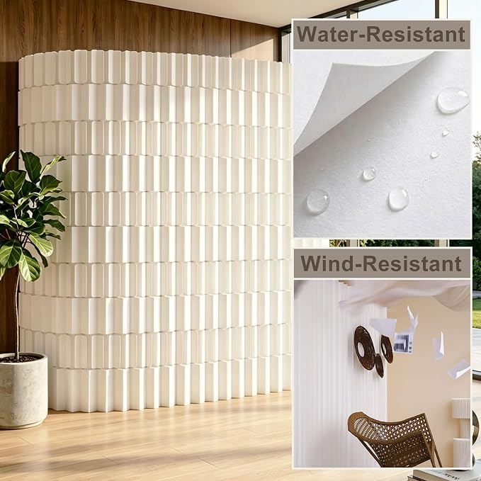 Modern Folding Room Divider for Space Separation, 5.2ft Tall Honeycomb Accordion Privacy Screen, Kraft Paper Portable Freestanding Partition Wall, No Drilling (Style-C, L196.8 x H70.8 Inch)