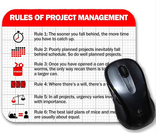Project Management Rules Funny Computer Mouse Pad Neurons Not Included