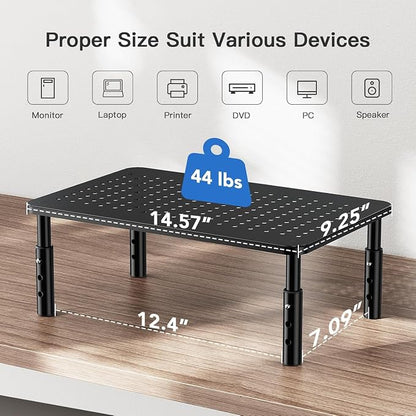 HUANUO Monitor Stand for Desk, Computer Monitor Stand Height Adjustable, Monitor Riser for 2 Monitors, Laptop Stand for Desk, 2 Pack, Black
