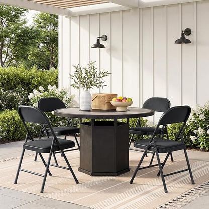 8 Pack Folding Chairs, Fabric Padded Folding Dining Chairs with Cushion Seat & Back, Indoor Outdoor Folding Chair Set for Home Office, Parties, Events, Wedding, Extra Guest Seating