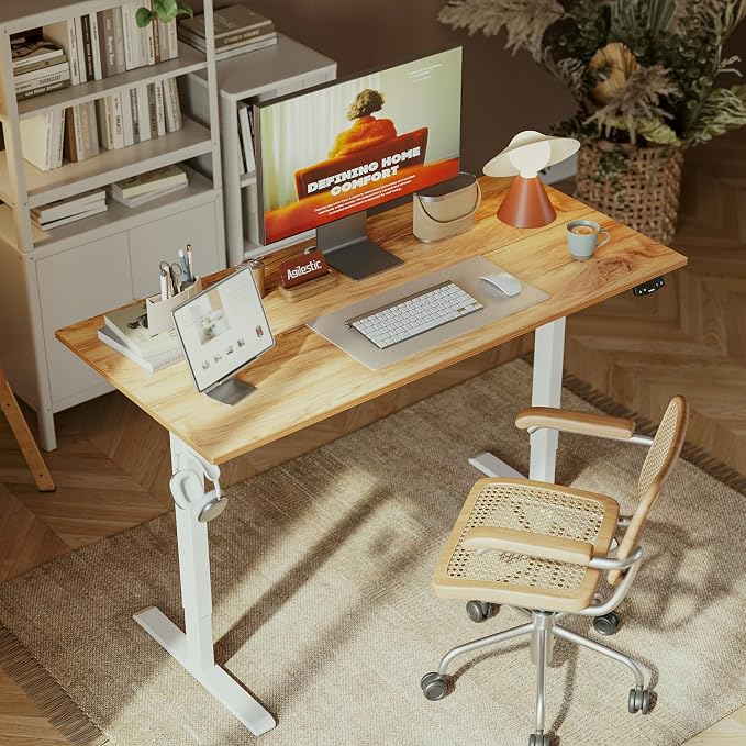 Agilestic Electric Standing Desk, 63 x 24 Inches Height Adjustable Desk, Sit Stand up for Work Office Home, Ergonomic Rising Computer Table with Memory Preset, Light Rustic Brown