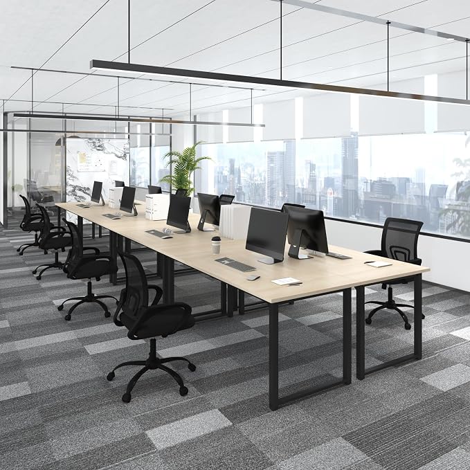 Bonzy Home 24FT Conference Table, Modern Large Meeting Table Office Desks for 28 Person, Long Rectangle Table with Sturdy Metal Frame, 8PCS, 284" D x 64" W x 30" H, Natural
