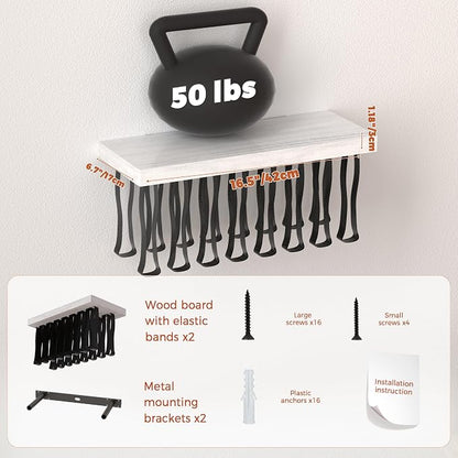 Floating Book Shelves for Wall Set of 2, Unique Wood Hanging Bookshelf | Easy Install Wall Bookshelf with Anti-Tilt Metal Bracket, Floating Bookshelf Storage Display Wall Shelves for Home Decor