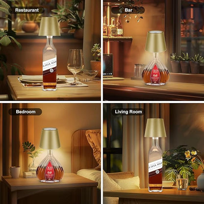 Wireless Bottle Lamp, 2024 New 3 Color Rechargeable Wine Bottle Lights for Bars Restaurants (Yellow, 1PC)