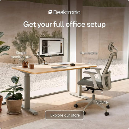 Desktronic HomeOne Standing Desk 60x30 — Ergonomic Sit Stand Home Office Desk, Made in Europe, Electric Dual Motor Height Adjustable, USB & USB-C Charging, Wobble-Free, Touchscreen, 3 Memory Presets