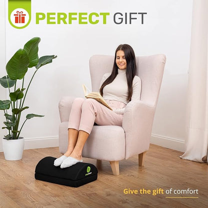 ErgoFoam Foot Rest for Under Desk at Work - Chiropractor Endorsed 2in1 Adjustable Premium Under Desk Footrest - Ergonomic Desk Foot Rest with High-Density Compression-Resistant Soft Foam (Black, Mesh)