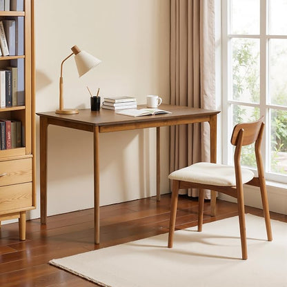 Small Dining Table for 4-6 People, 43 Inch Rectangular Solid Wood Kitchen Table for Small Space, Easy Assembly, Dining Room Table for Home, Apartment, Office, Walnut