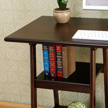 SEI Furniture Langston Spacious A Frame 2 Fixed Shelves Desk, Espresso (Model: HO9246)