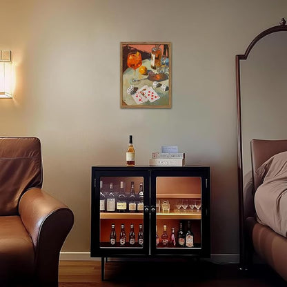 Vintage Framed Cocktail Canvas Wall Art, Retro Dice and Cards Poster Print, Alcohol Drink Bar Cart Wall Decor, Gambling Table Still Life Pictures Pub Decor for Living Room Game Room 12x16 inch